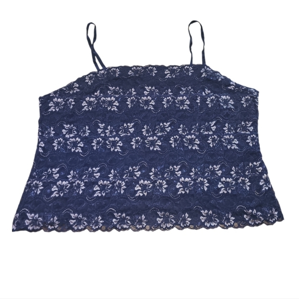 Avenue Body Camisole Size 30/32 Dark Blue Lace Burnout Tank Top Stretchy Fairy